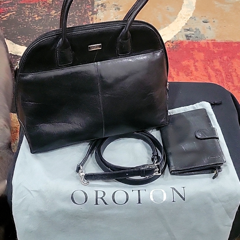 Oroton handbag w/ matching wallet